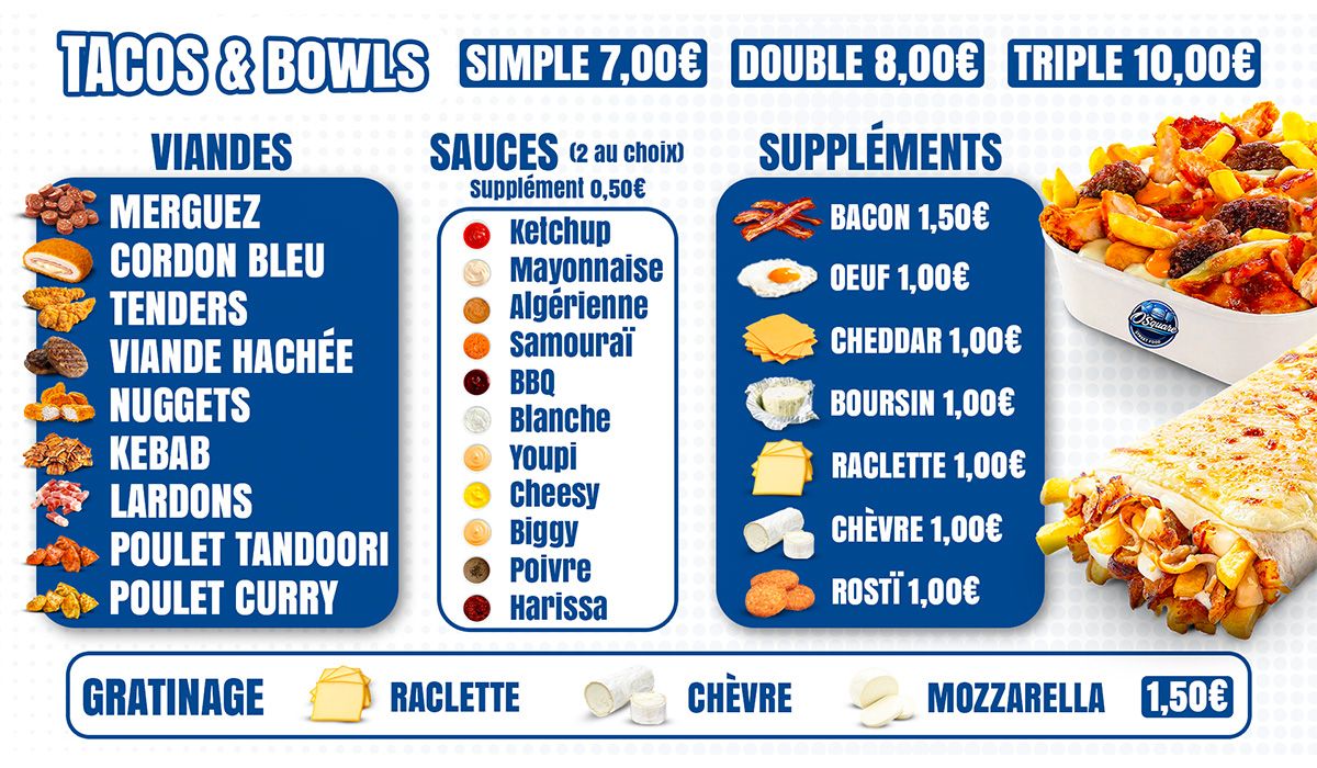 Menu Fast-Food Halal : Burgers, Tacos & Kebabs