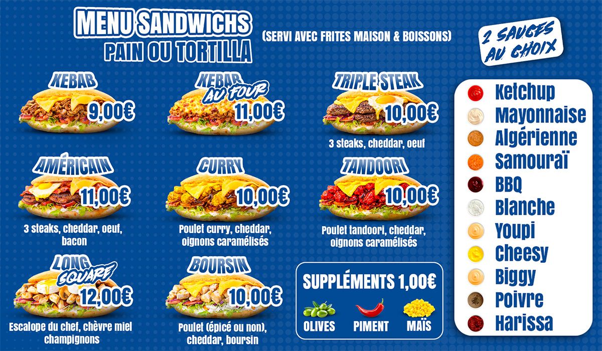 Menu Fast-Food Halal : Burgers, Tacos & Kebabs
