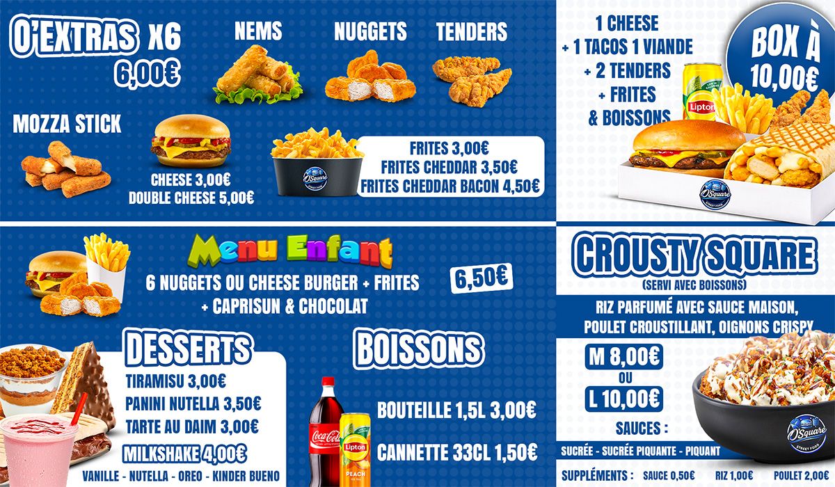 Menu Fast-Food Halal : Burgers, Tacos & Kebabs